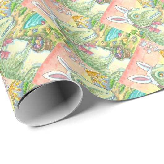 PAPIER CADEAU TYRANNOSAURUS T REX, DINO EASTER WRAPPER PAPIER (Coin rond)