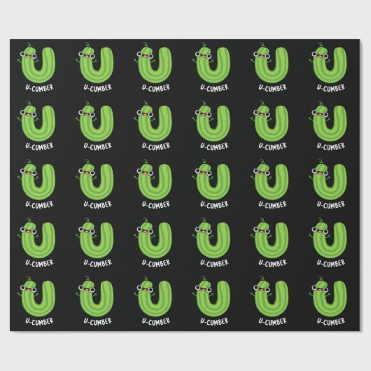 Papier Cadeau U-cumber Funny Concombre Pun de Concombre Dark BG (Plat)