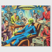 Papier Cadeau Ufo Alien Sci-fi Retro Comics (Plat)