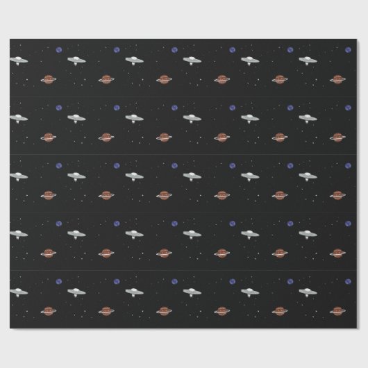 Papier Cadeau UFO dans l'illustration de l'espace (Plat)