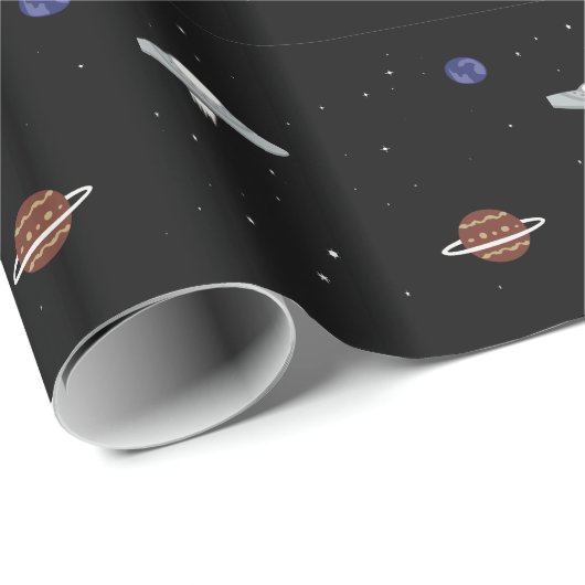 Papier Cadeau UFO dans l'illustration de l'espace (Coin rond)