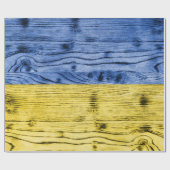 Papier Cadeau Ukraine drapeau bleu jaune motif de texture de boi (Plat)