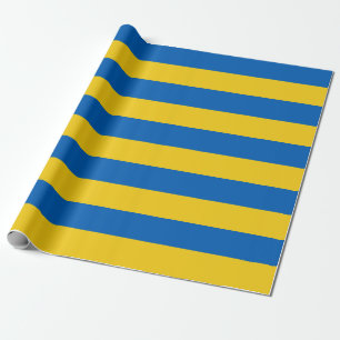 Papier Cadeau Ukraine Drapeau bleu jaune rayures