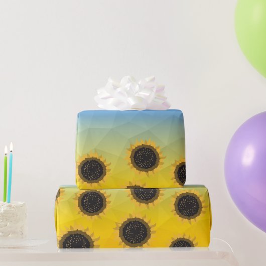 Papier Cadeau Ukraine jaune bleu géométrie maillage motif Fleurs (Cadeaux de fête)