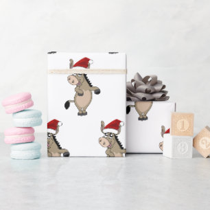 Papier Cadeau Un âne avec un casquette de Noël