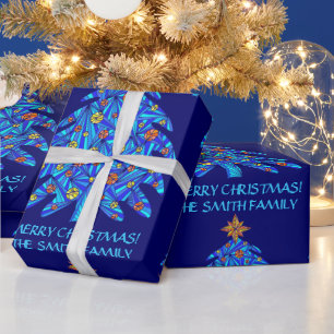 Papier Cadeau Un Arbre De Noël Bleu Personnalise Ce Style