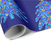 Papier Cadeau Un Arbre De Noël Bleu Personnalise Ce Style (Coin rond)