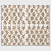 Papier Cadeau un arrière - plan blanc avec des fleurs marron (Plat)