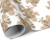 Papier Cadeau un arrière - plan blanc avec des fleurs marron (Coin rond)