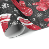 Papier Cadeau Un Arrière - plan De Noël Noir Et Rouge Avec Mitte (Coin rond)