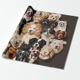 Papier Cadeau Un Bassin De Chiens Enveloppant Du Papier