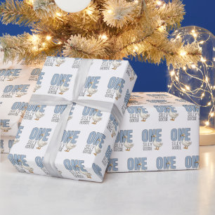 Papier Cadeau Un Canard Fou Moderne Bleu Pour Un Premier Anniver