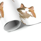 Papier Cadeau Un chat Calico Vert Portrait Artistique (Coin rond)