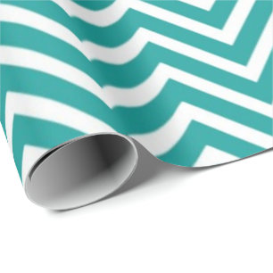 Papier Cadeau Un chevron blanc turquoise, moderne, élégant et te