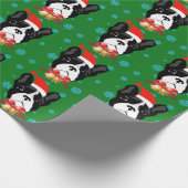 Papier Cadeau Un chien de taureau français en Noël de Noël (Coin)