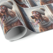 Papier Cadeau Un Chien Irlandais Qui Lève Un Polonais Froissé (Coin rond)