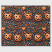 Papier Cadeau Un Citrouille dynamique sur le thème de l'Hallowee (Plat)