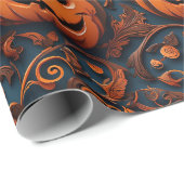 Papier Cadeau Un Citrouille dynamique sur le thème de l'Hallowee (Coin rond)