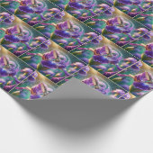 Papier Cadeau Un colibri s'éclaboussant dans une fleur d'Iris (Coin)