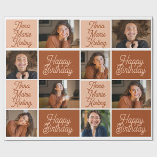 Papier Cadeau Un collage aux tons marrons d'une fille joyeux ann