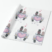 Papier Cadeau Un Couple Marié Qui Conduit (Déroulé)