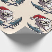 Papier Cadeau un crâne à barbe dans l'casquette du Père Noël (Coin)