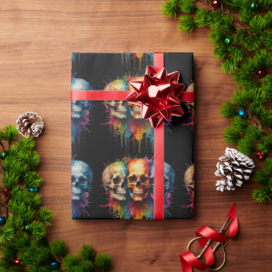 Papier Cadeau Un crâne éclatant sur un Arrière - plan noir
