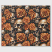Papier Cadeau Un crâne et une série Rose 9 (Plat)
