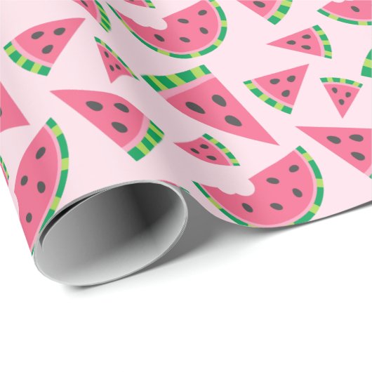 Papier Cadeau Un dans Melon Watermelon Slices & Blush Pink (Coin rond)