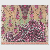 Papier Cadeau un design d'un motif paisley rose et marron (Plat)