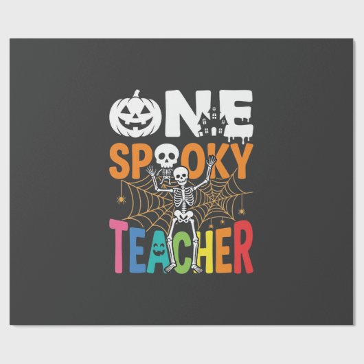 Papier Cadeau Un design Halloween d'enseignant effrayant_1 (Plat)