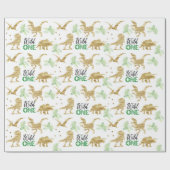 Papier Cadeau Un Dinosaure d'or élégant (Plat)