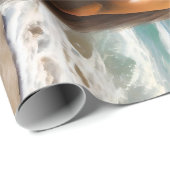 Papier Cadeau Un Étonnant Cheval Brown Sur La Plage, (Coin rond)