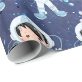 Papier Cadeau Un garçon astronaute Espace extra-atmosphérique (Coin rond)