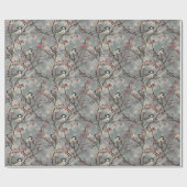 Papier Cadeau Un Groupe D'Oiseaux Assis Sur Des Branches Avec Ba (Plat)