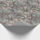 Papier Cadeau Un Groupe D'Oiseaux Assis Sur Des Branches Avec Ba (Coin)