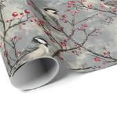 Papier Cadeau Un Groupe D'Oiseaux Assis Sur Des Branches Avec Ba (Coin rond)