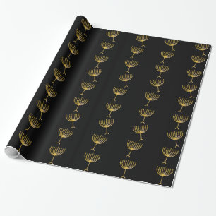 Papier Cadeau Un Hanoukka heureux avec la Menorah d'or