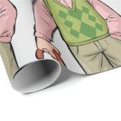 Papier Cadeau Un Homme Âgé Avec Un Bâton De Marche (Coin rond)