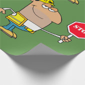 Papier Cadeau Un Homme Avec Un Signe Stop