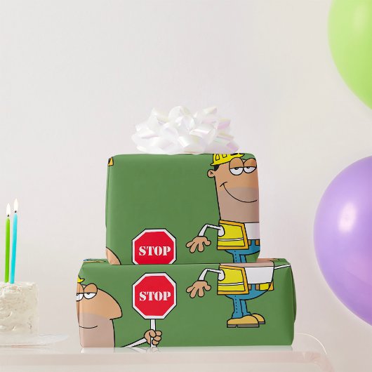 Papier Cadeau Un Homme Avec Un Signe Stop