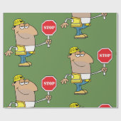 Papier Cadeau Un Homme Avec Un Signe Stop (Plat)