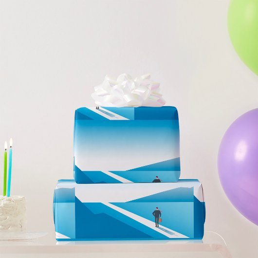 Papier Cadeau Un Homme D'Affaires À La Recherche D'Un Chemin D'A