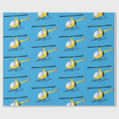 Papier Cadeau Un joli hélicoptère de dessin animé jaune (Plat)