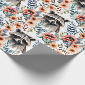 Papier Cadeau Un joli raton laveur parmi les fleurs (Coin)