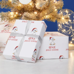 Papier Cadeau Un joyeux anniversaire d'oie moderne le premier dé