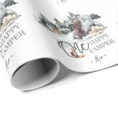 Papier Cadeau Un Joyeux Camper Rustique fête d'anniversaire (Coin rond)