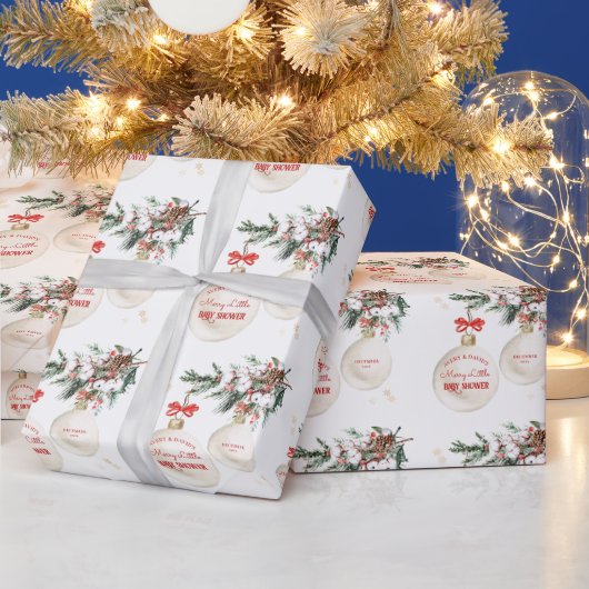 Papier Cadeau Un joyeux petit Baby shower de Noël moderne (Vacances)