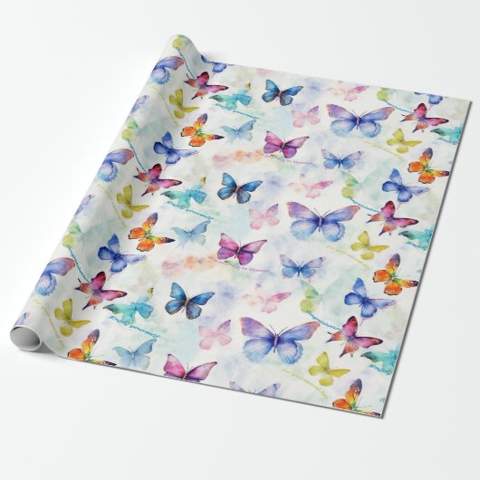 Papier Cadeau Un kaléidoscope de papillons, motif répétitif (Déroulé)
