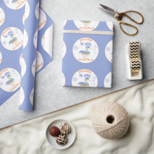 Papier Cadeau Un Lucky Duck & Bubbles Premier Anniversaire Paste
